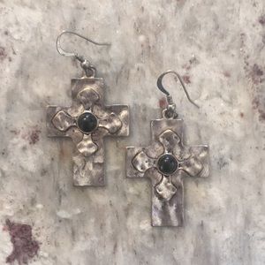 💝Silver Colored Cross Earrrings💝